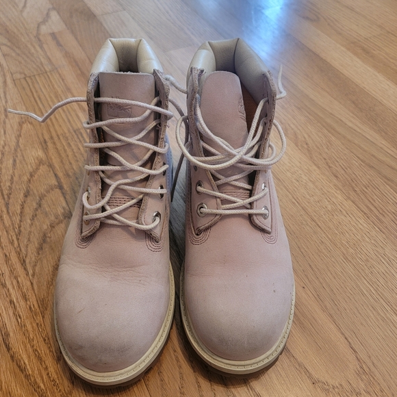 Timberland Premium Waterproof Classic Light Pink Junior Combat Hiking Boots - Picture 9 of 10
